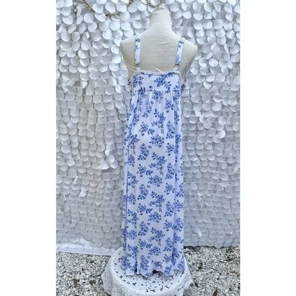 Eileen West Large Blue Floral KNIT Sleeveless Nightgown MAXI Modal NWOT - Picture 2 of 10